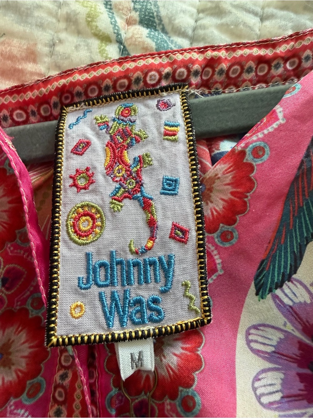 Johnny Was Cream Multicolor Floral Peasant Blouse - Picture 3 of 6